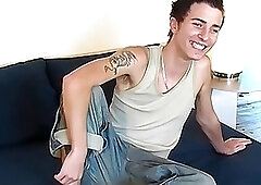 Solo UK youngster jerks off big cock