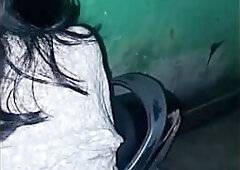 Fucking on a motorbike in a residential alley almost by residents