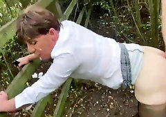 Claire being penetrated in the forest