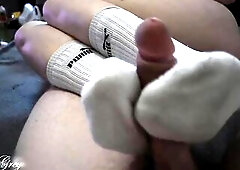 Hot Footjob In Lengthy Socks ???? - Miley Grey