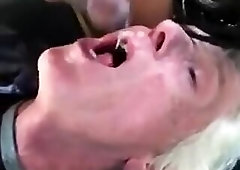 White old man tasting black ts's cum