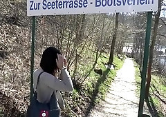 Dazzling brunette teen enjoys a deep banging in the outdoors