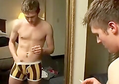 Fit young dude enjoys a smoking-hot cigarette while pleasuring himself
