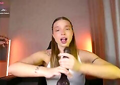 Brunette Deepthroats Massive Dildo