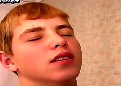 18 year old cute blond boy handjob and cumshot on the table