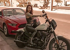 Busty amateur brunette Abigail Mac penetrated in the cowgirl pose