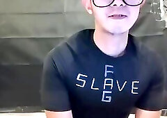 Chastity fag destroyed by huge dildo