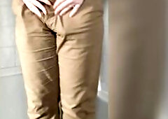 Desperately trying to take off panties in advance of soaking 'em using STP (real desperation omorashi)