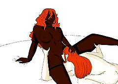 Foreplay of a compliant to a dom, 2 redheads enjoyment every other, hot little dresses and fishnet, compliments of submissives interracial sex, master