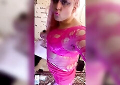 Sissy Crossdresser is clothed like a street hooker