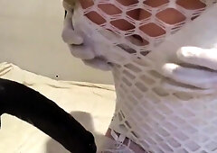 Misty fucks huge black dildo 8