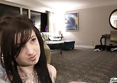 James Deen's much loved inked-up whore is back, and this babe's willing for some other coarse banging