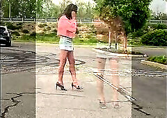 Exhibitionist Dominique out and about
