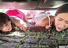 Naughty Club - Vixi Rafi and MitzX three-some outdoor sex