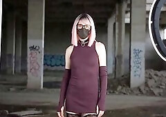Slim Pink Sissy in Stilettos Taken Against Darksome Tunnel Wall [AI teaser]