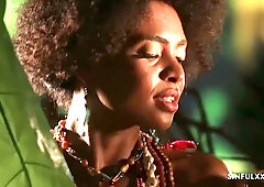 Dark-skinned MILF explores primal passion in the jungle with her partner
