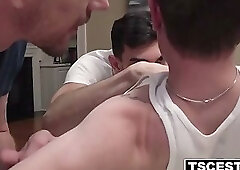 Hung Studs Derek and Guy Take Turns on FTM Colby Tates Tight Bonus Hole