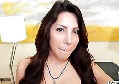 Cute shemale in stockings blows a muscular stud with pleasure