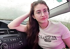 DURING A RAINY AFTERNOON I CAN'T GO OUT FROM THE CAR, SO I DECIDED HAVE ENJOYMENT IN A CAR WITH A LARGE SCHLONG IN MY THROAT GIVING HIM ORAL-SEX 