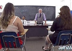 Interracial orgy with three chubby MILFs