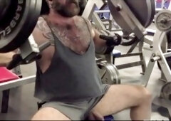Older gay men, showing dick, gym