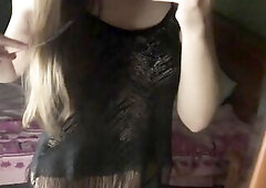 lesbo hotty seduces at the mirror. Lesbo dance during the time that her girlfriend is in the shower