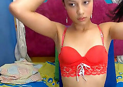 Johana doll - crimson top young transsexual bates on cam 2015-12-23