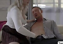 English teacher gets his ass licked and analed by TS student