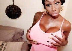 Black Mistique Looks Additional Erotic With Weenie On Her Breasts