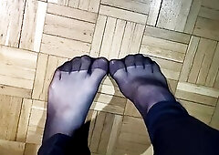My toes in ebony transparent stockings