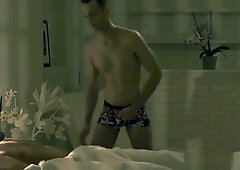 Cheating stud cums over homo face after breeding