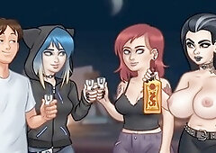 Nude redhead teen and a sizzling brunette in a wild summer saga