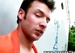 Ebony ex convict sucking white cock