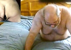 Grandpa gets off with anal toys in bed
