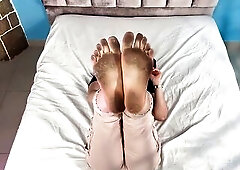 See me, your ultimate foot domme, strut in after a lengthy, slimy hike—my in nature's garb soles caked in thick, gritty filth, sweat trickling 