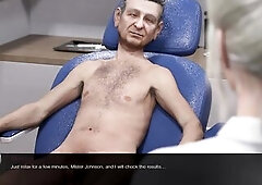 A lascivious oldman got aroused when this chab saw the breasty youthful nurse at his appointment. That babe stroked his large old penis to aid the dis