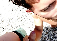 Hot Sloppy Blowjob On The Beach