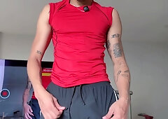 Straight Lowers The Blinds Because His Neighbor Sees Him Masturbating