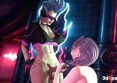 Breasty tranny Bonny screws hot cutie raw in darksome cyberpunk corner – hardcore anal & unfathomable mouth