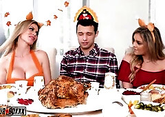 Chunky dude is about to see Casca Akashova having a ffm three-some with some allies