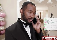 Sexy teen Aften Opal bride fucks husbands black friends and enjoyed her wedding gift and interracial gangbang Group of black guys came and teen knelt 