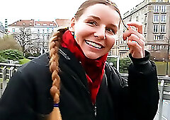 Cum inside a chick with a European braided hairstyle