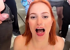 Horny perky redhead teen gives hot blowjob in POV