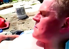 Black gangster rubbing white cock