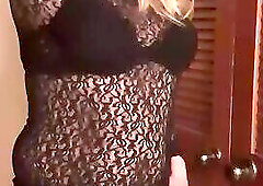 Crissytv360 modeling black lace lingerie