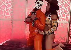 Ebony cowboy tranny wrecks her date's ass