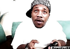 Chennin Blanc needs lots of ebony ramrods up her booty, so Charlie Mac and Shorty Mac take turns plowing her old arsehole.