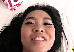 Thai babe with big natural titties loves to be stuffed full or dick & filled with seed