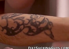 Thick Cock Stallion Cal Jerking Off While Being Toe Licked - Tobias Wares And Cal Driver