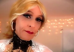 Mature crossdressing cum swallowing, smoking